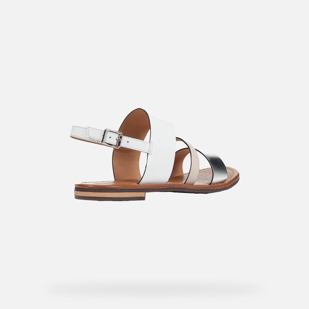 Sandalias Geox Senhora Branco/Prateadas - Sozy - DMGUS4785